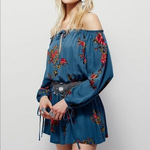 FREE PEOPLE Floral Blue Romper